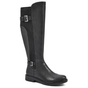 White Mountain Black Meditate Tall Riding Boot Women's Size 6M Stretch Panel NWB